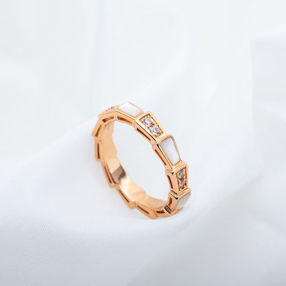 [Royal Jewelry]SERPENTI RING PINK GOLD DIAMOND MOP 3MM