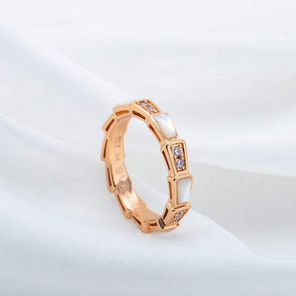 [Royal Jewelry]SERPENTI RING PINK GOLD DIAMOND MOP 3MM