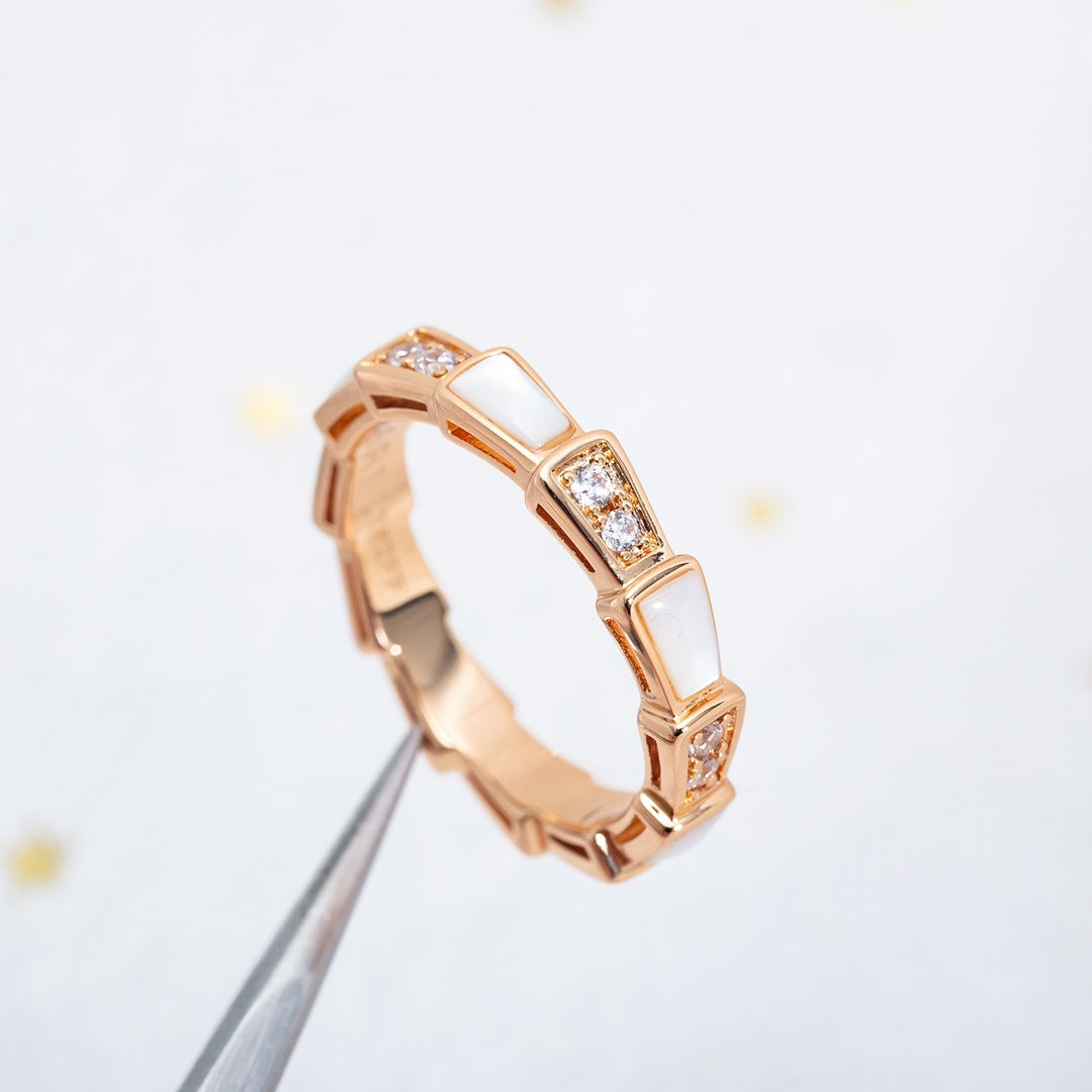 [Royal Jewelry]SERPENTI RING PINK GOLD DIAMOND MOP 3MM