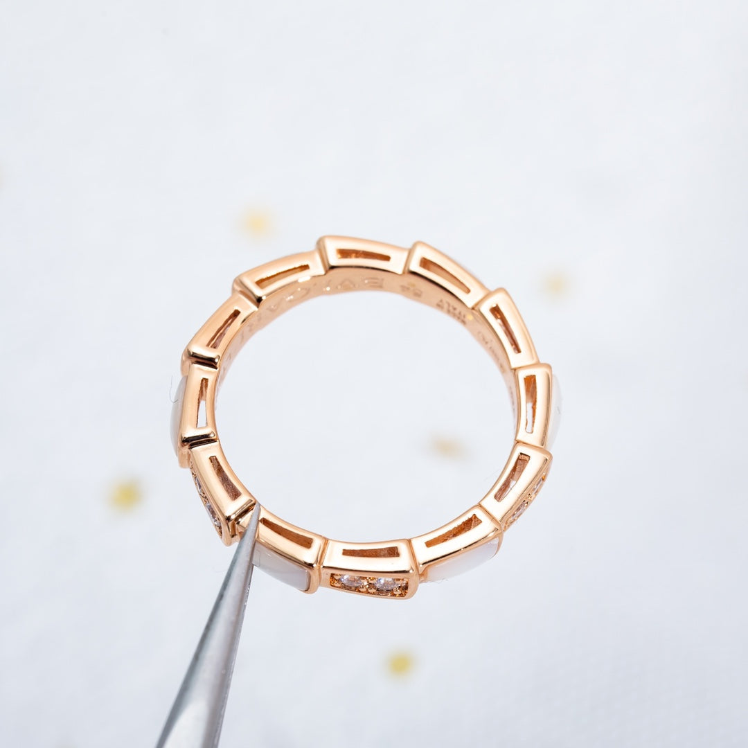 [Royal Jewelry]SERPENTI RING PINK GOLD DIAMOND MOP 3MM