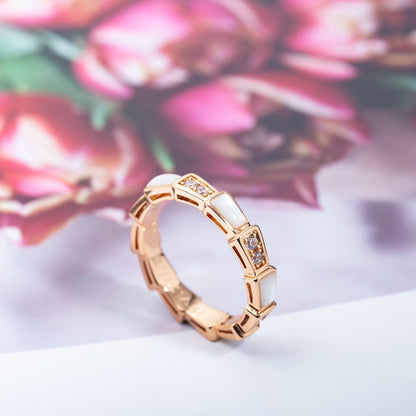 [Royal Jewelry]SERPENTI RING PINK GOLD DIAMOND MOP 3MM