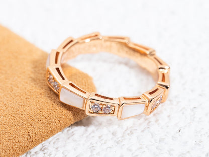 [Royal Jewelry]SERPENTI RING PINK GOLD DIAMOND MOP 3MM