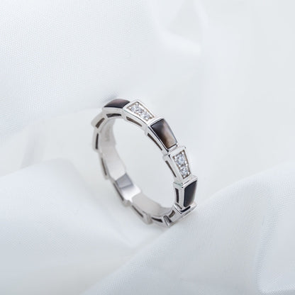 [Royal Jewelry]SERPENTI RING SILVER  DIAMOND BLACK MOP 3MM