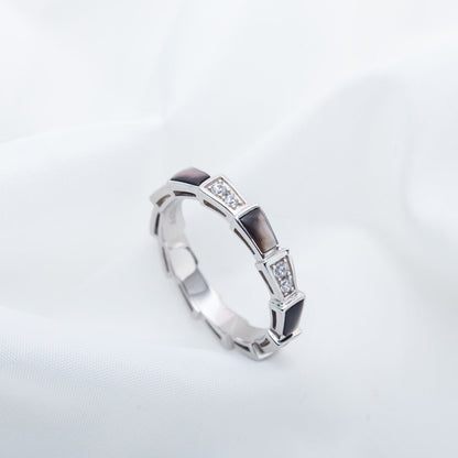 [Royal Jewelry]SERPENTI RING SILVER  DIAMOND BLACK MOP 3MM
