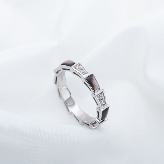 [Royal Jewelry]SERPENTI RING SILVER  DIAMOND BLACK MOP 3MM