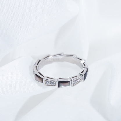 [Royal Jewelry]SERPENTI RING SILVER  DIAMOND BLACK MOP 3MM