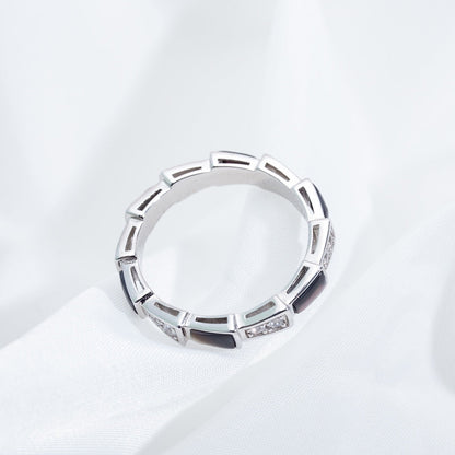 [Royal Jewelry]SERPENTI RING SILVER  DIAMOND BLACK MOP 3MM