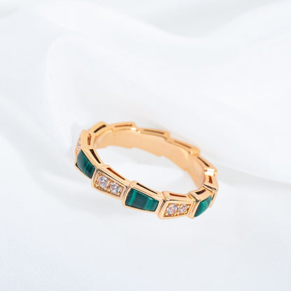 [Royal Jewelry]SERPENTI RING PINK GOLD MALACHITE DIAMOND 3MM