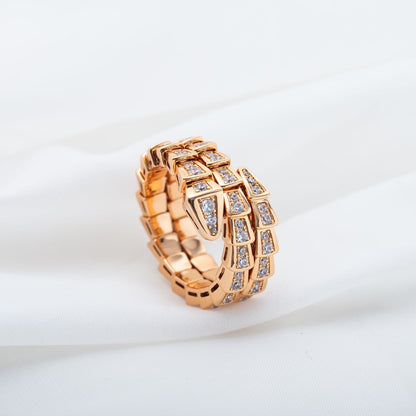 [Royal Jewelry]SERPENTI RING PINK GOLD DIAMOND DOUBLE ROW
