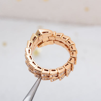 [Royal Jewelry]SERPENTI RING PINK GOLD DIAMOND DOUBLE ROW