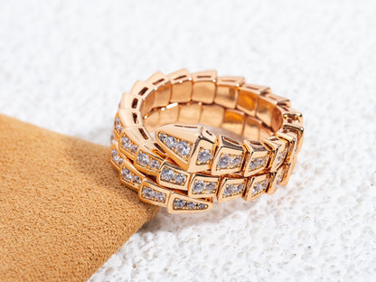 [Royal Jewelry]SERPENTI RING PINK GOLD DIAMOND DOUBLE ROW