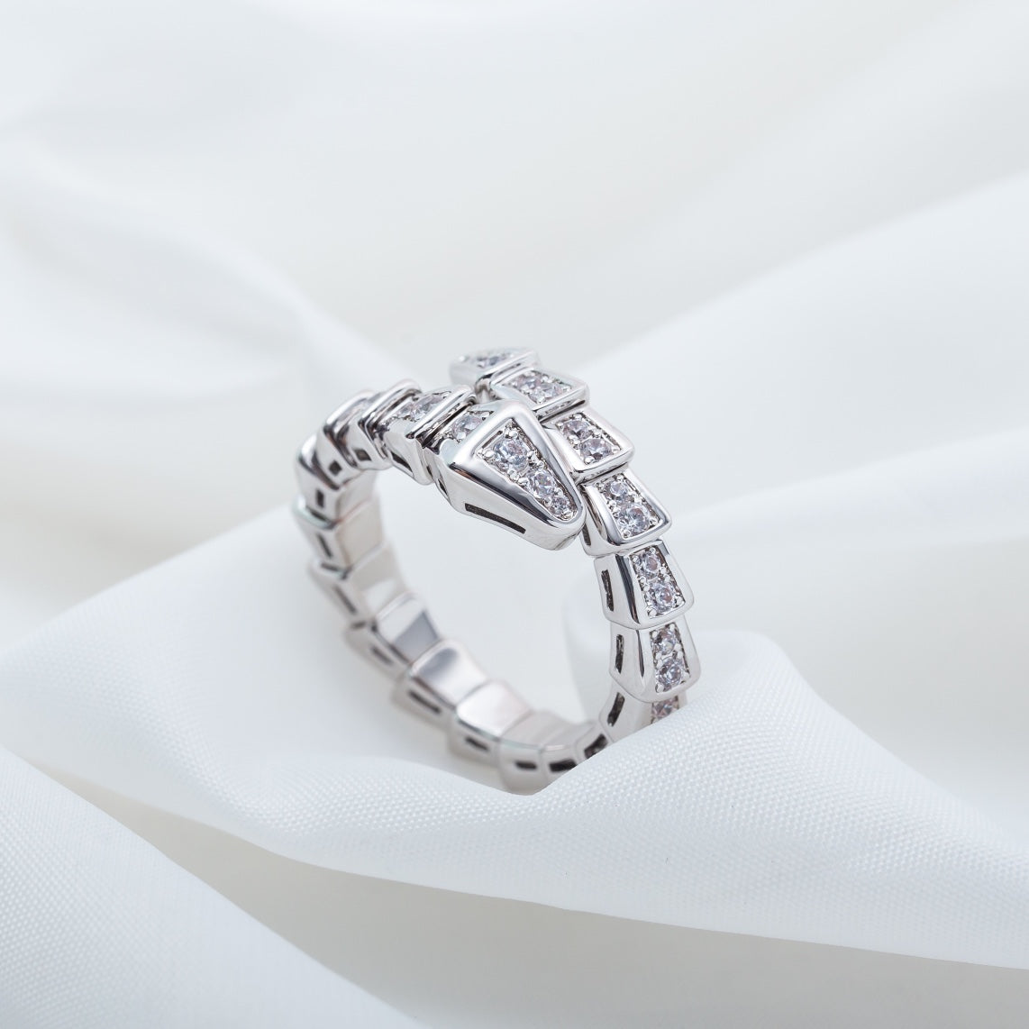 [Royal Jewelry]SERPENTI RING SILVER DIAMOND PAVED 4MM
