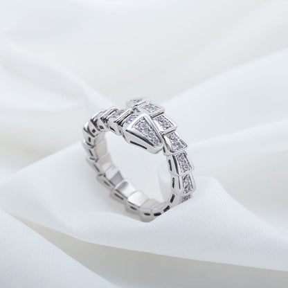 [Royal Jewelry]SERPENTI RING SILVER DIAMOND PAVED 4MM