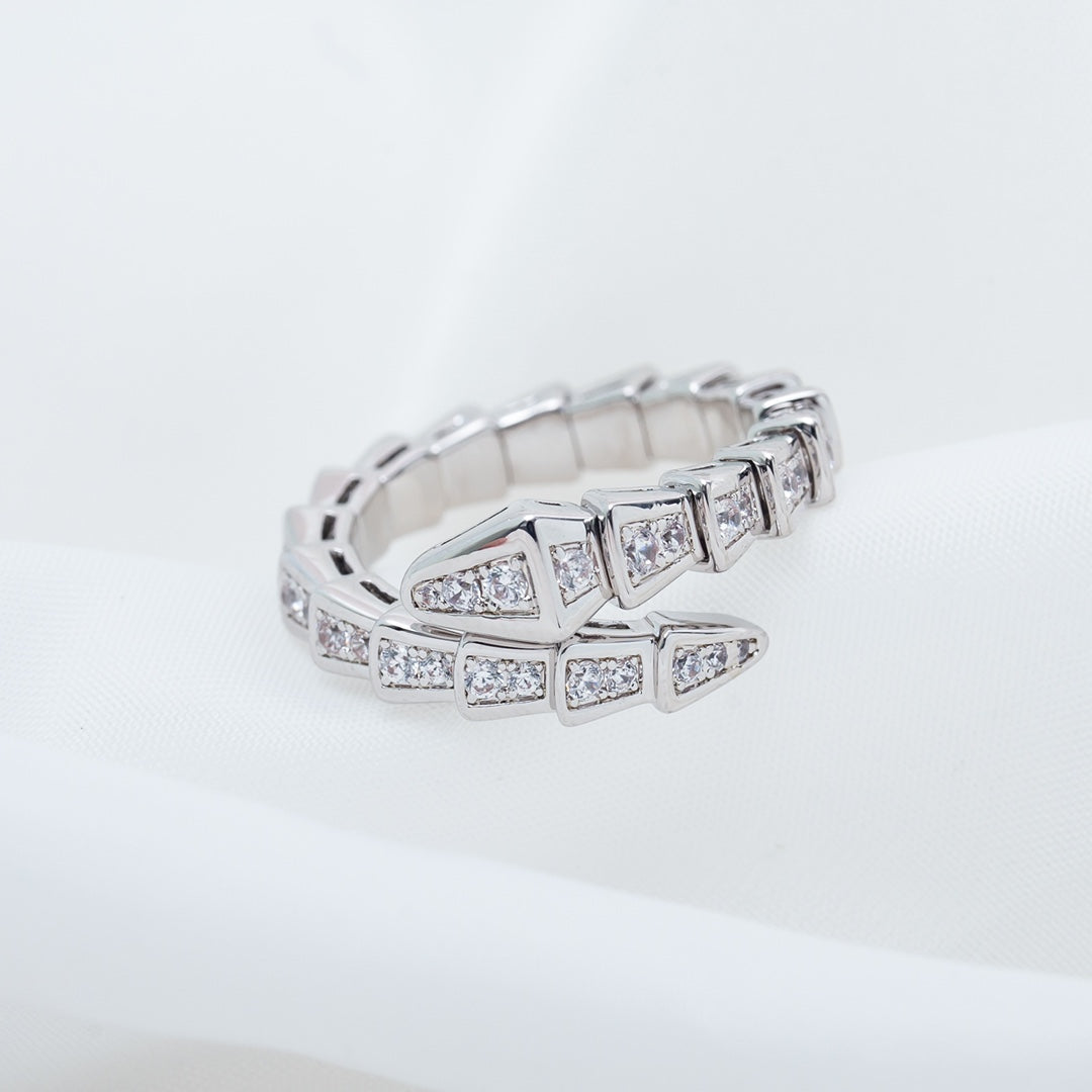 [Royal Jewelry]SERPENTI RING SILVER DIAMOND PAVED 4MM