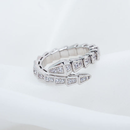 [Royal Jewelry]SERPENTI RING SILVER DIAMOND PAVED 4MM
