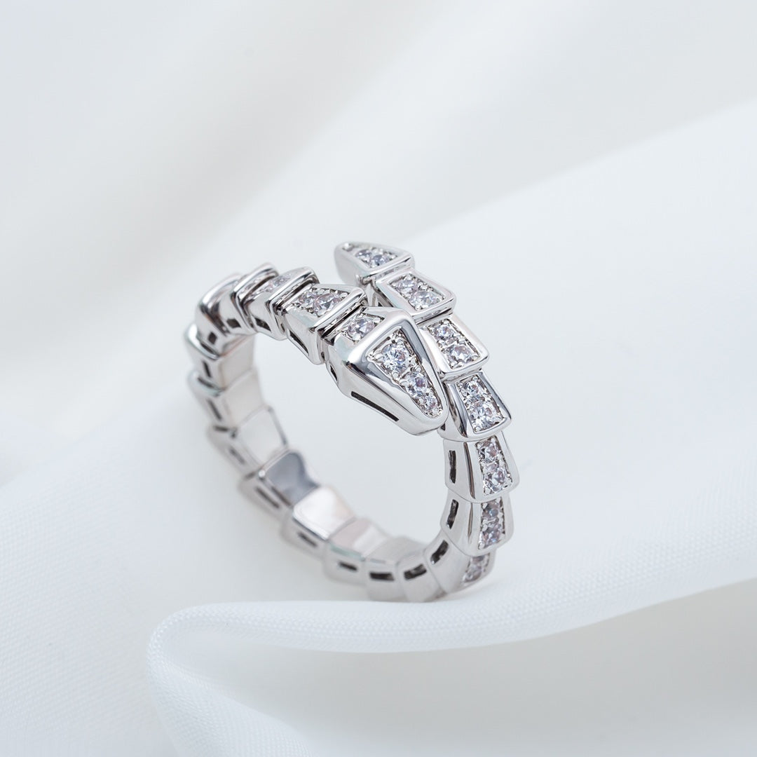[Royal Jewelry]SERPENTI RING SILVER DIAMOND PAVED 4MM