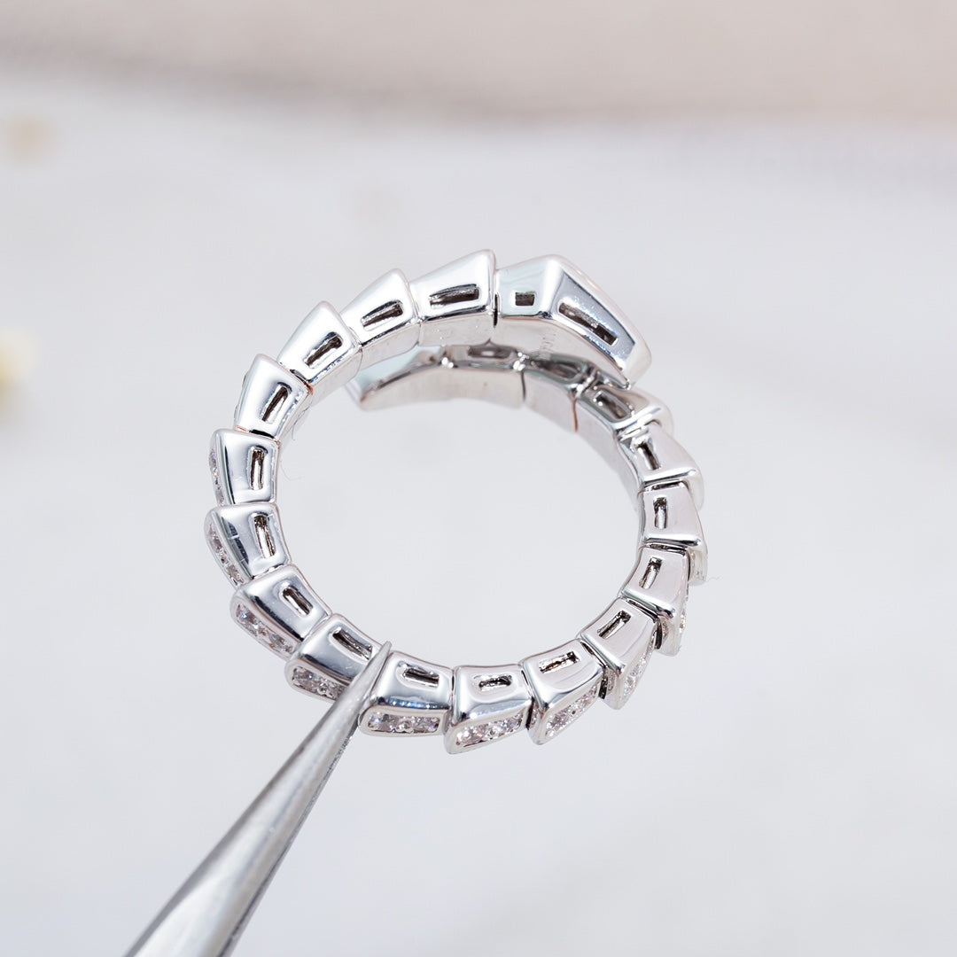 [Royal Jewelry]SERPENTI RING SILVER DIAMOND PAVED 4MM