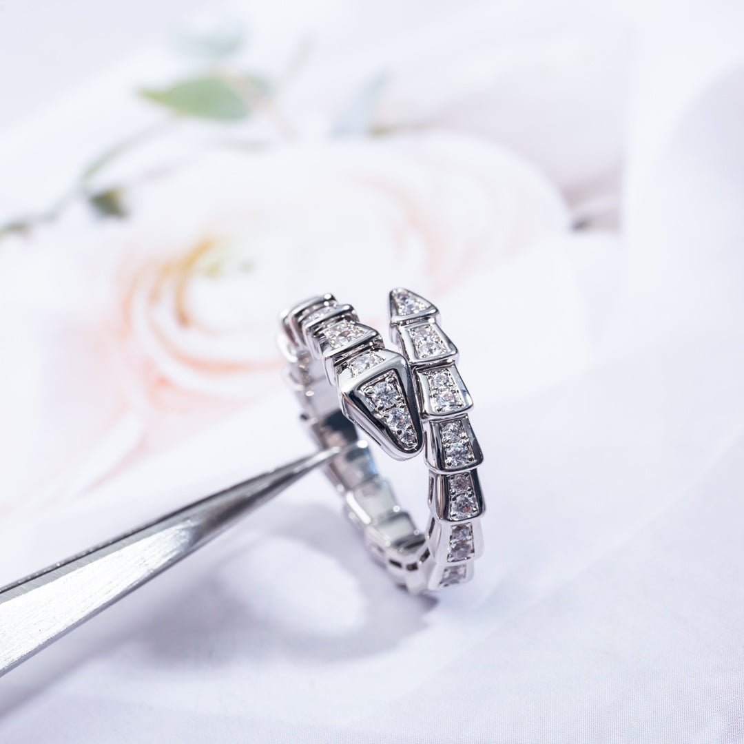[Royal Jewelry]SERPENTI RING SILVER DIAMOND PAVED 4MM