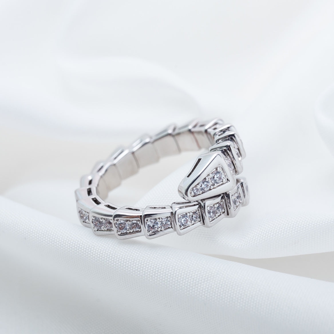 [Royal Jewelry]SERPENTI RING SILVER DIAMOND PAVED 4MM