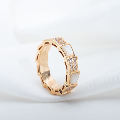[Royal Jewelry]SERPENTI RING PINK GOLD MOP DIAMOND PAVED 4MM