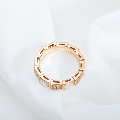 [Royal Jewelry]SERPENTI RING PINK GOLD MOP DIAMOND PAVED 4MM