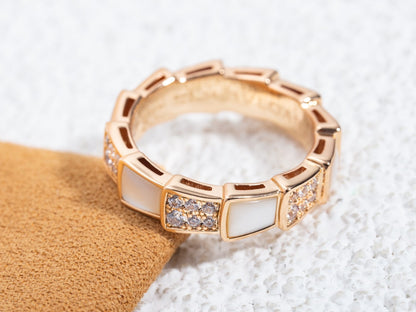 [Royal Jewelry]SERPENTI RING PINK GOLD MOP DIAMOND PAVED 4MM