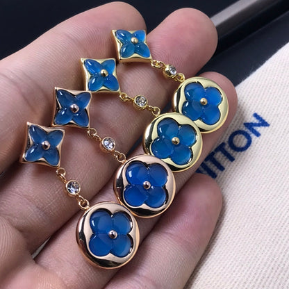 [Royal Jewelry]STAR AND SUN AGATE DIAMOND EARRINGS