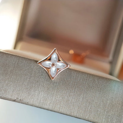 [Royal Jewelry]STAR MOP PINK GOLD EARRINGS