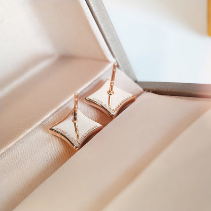 [Royal Jewelry]STAR MOP PINK GOLD EARRINGS