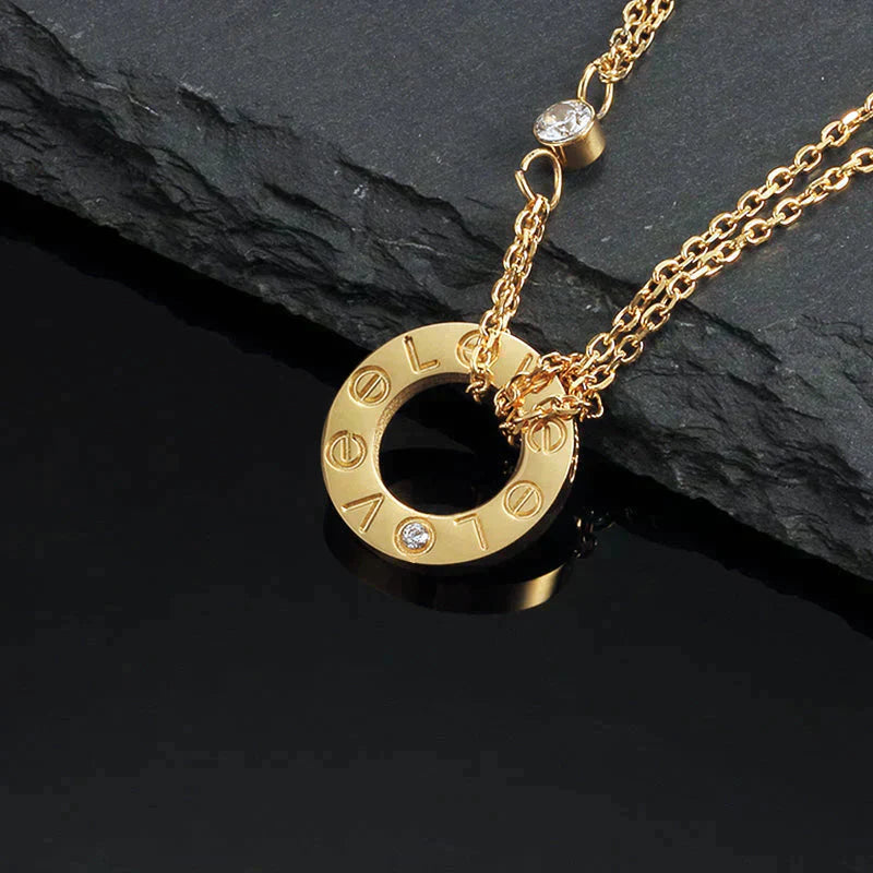 [Royal Jewelry]LOVE NECKLACE 16MM 2 DIAMONDS