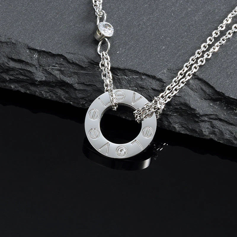 [Royal Jewelry]LOVE NECKLACE 16MM 2 DIAMONDS