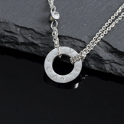 [Royal Jewelry]LOVE NECKLACE 16MM 2 DIAMONDS