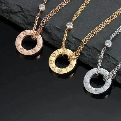 [Royal Jewelry]LOVE NECKLACE 16MM 2 DIAMONDS