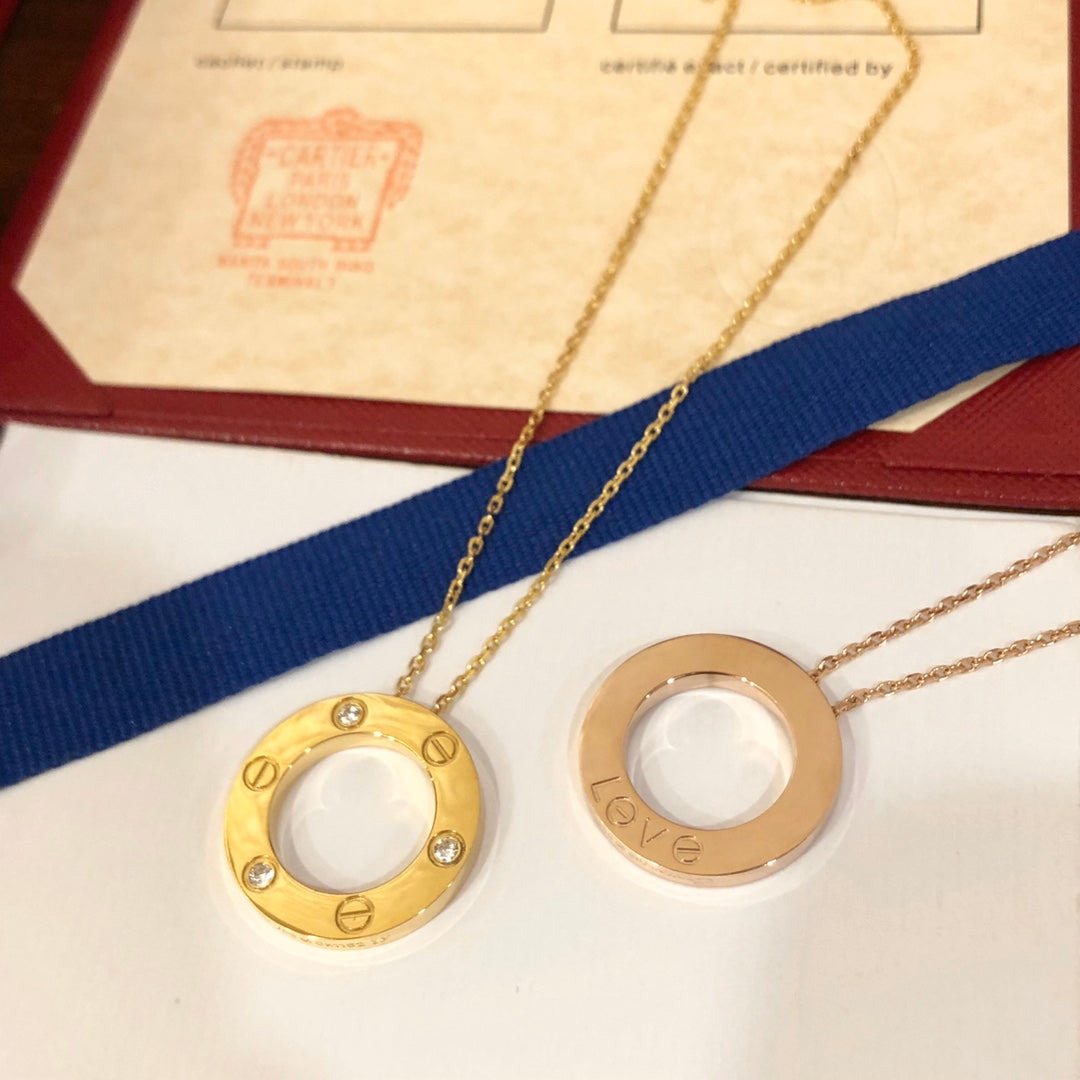 [Royal Jewelry]LOVE NECKLACE 16MM 3 DIAMONDS