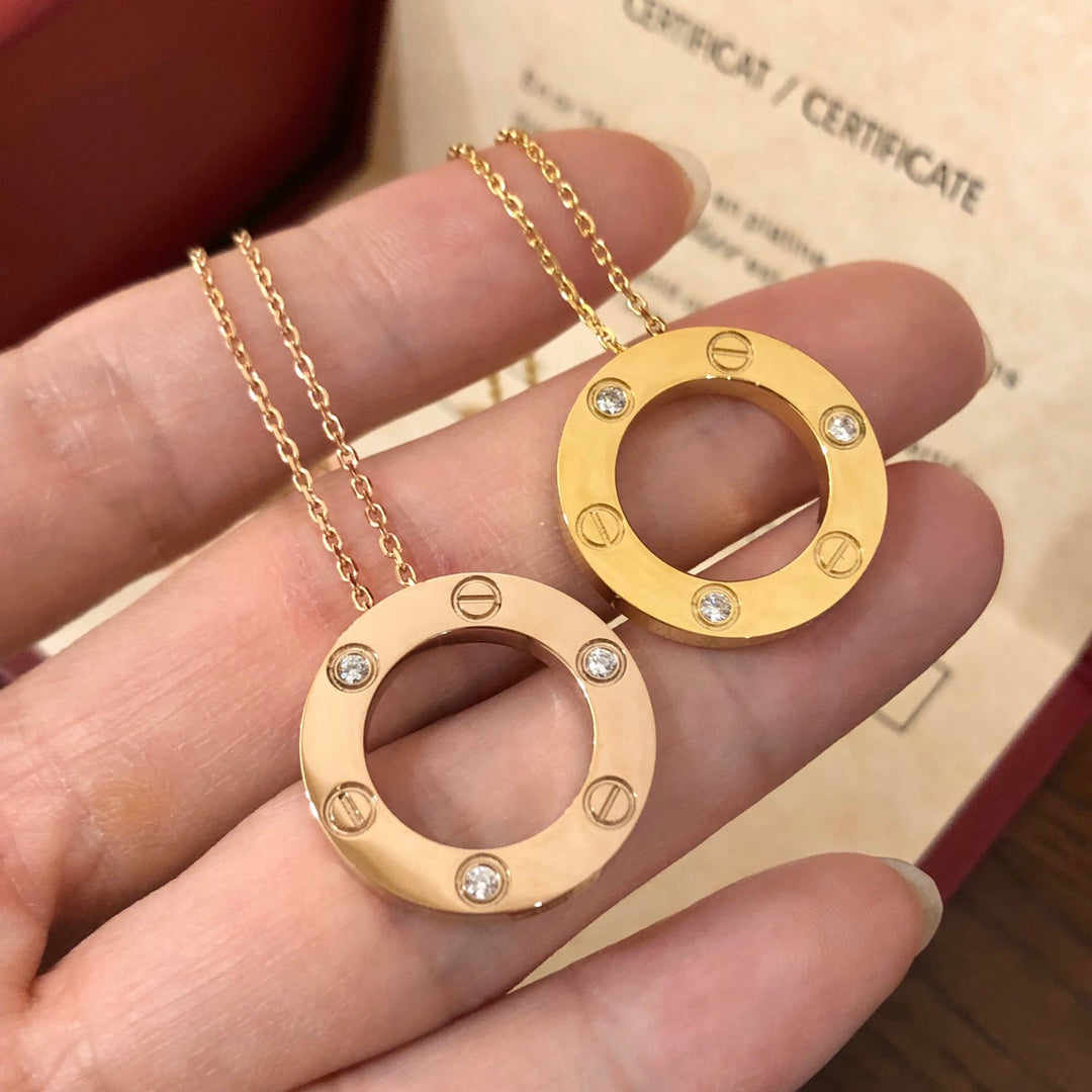 [Royal Jewelry]LOVE NECKLACE 16MM 3 DIAMONDS