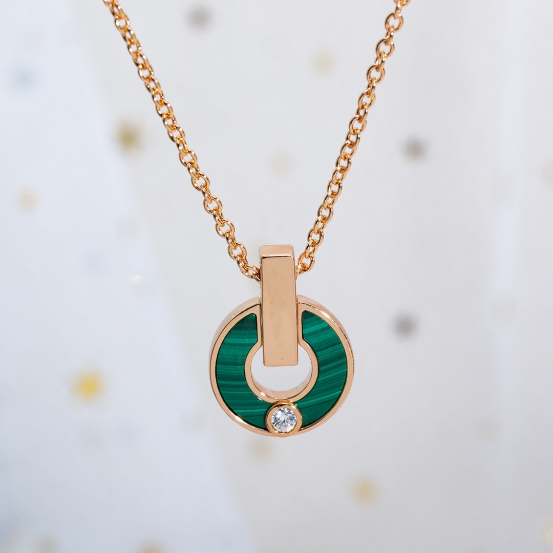 [Royal Jewelry]GARI NECKLACE PINK GOLD MALACHITE