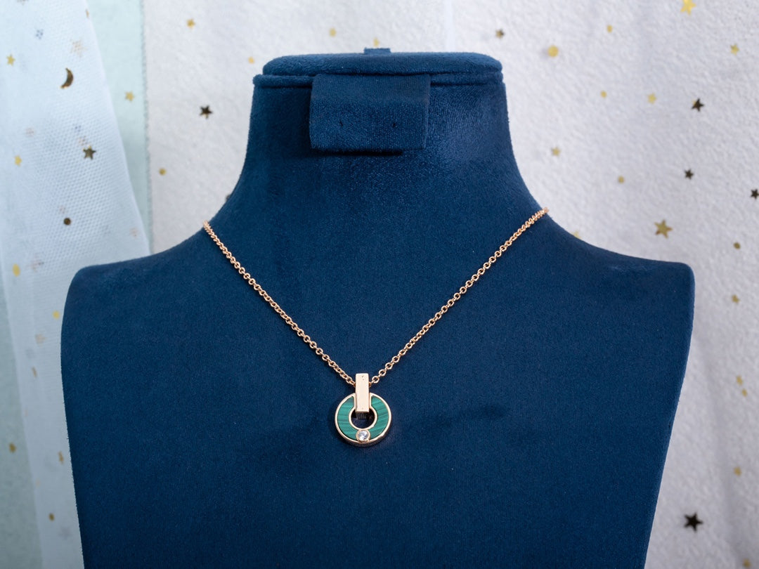 [Royal Jewelry]GARI NECKLACE PINK GOLD MALACHITE