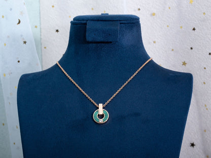 [Royal Jewelry]GARI NECKLACE PINK GOLD MALACHITE