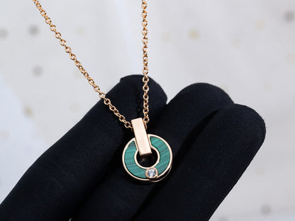 [Royal Jewelry]GARI NECKLACE PINK GOLD MALACHITE