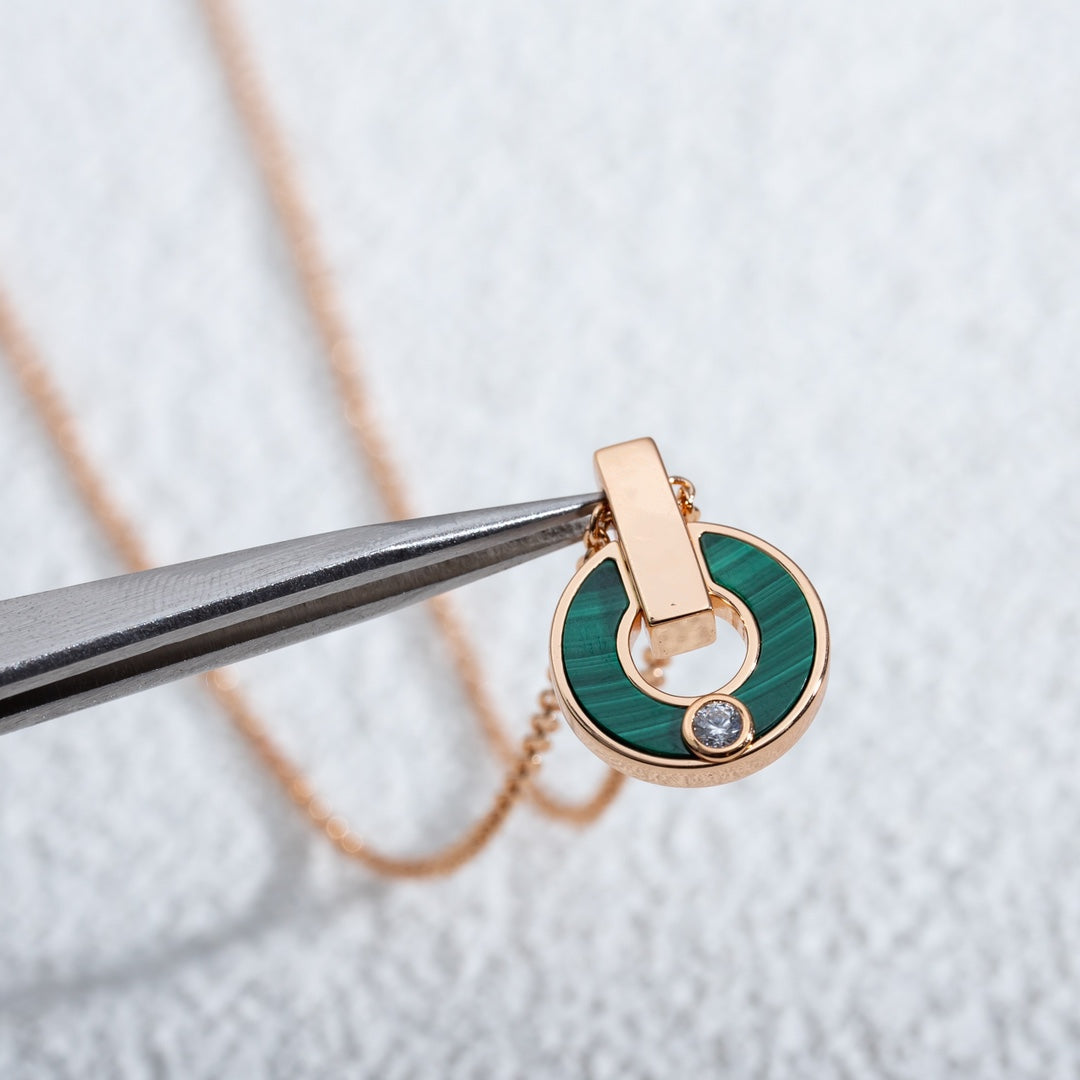 [Royal Jewelry]GARI NECKLACE PINK GOLD MALACHITE