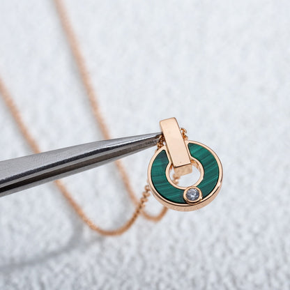 [Royal Jewelry]GARI NECKLACE PINK GOLD MALACHITE