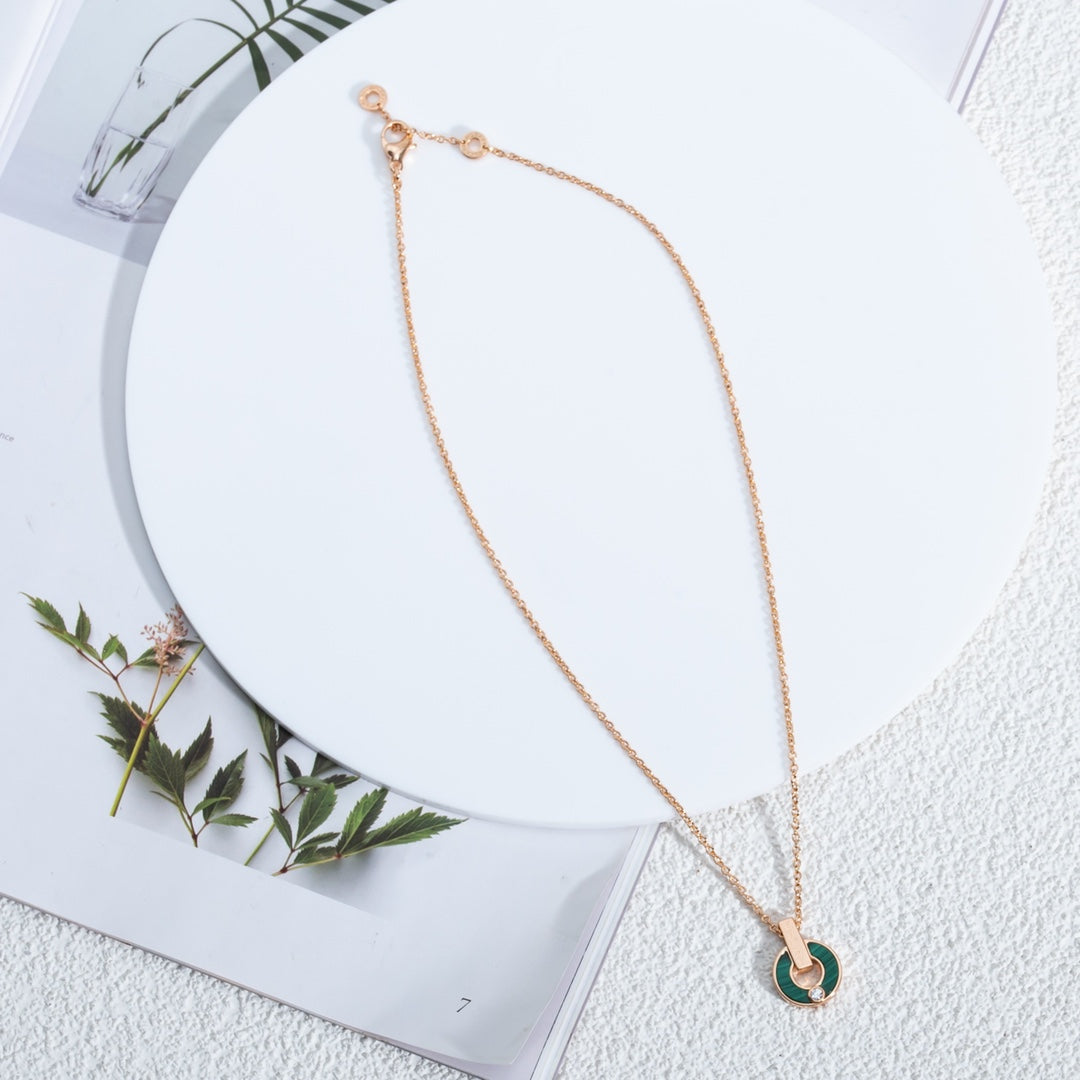 [Royal Jewelry]GARI NECKLACE PINK GOLD MALACHITE