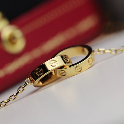 [Royal Jewelry]LOVE NECKLACE DOUBLE RING GOLD