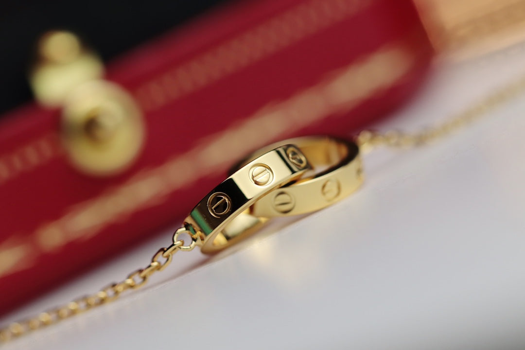 [Royal Jewelry]LOVE NECKLACE DOUBLE RING GOLD