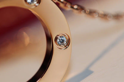 [Royal Jewelry]LOVE NECKLACE 16MM 6 DIAMONDS PINK GOLD
