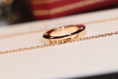 [Royal Jewelry]LOVE NECKLACE 16MM 6 DIAMONDS PINK GOLD