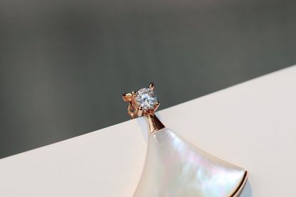 [Royal Jewelry]DREAM NECKLACE WHITE MOP PINK GOLD 1 DIAMOND