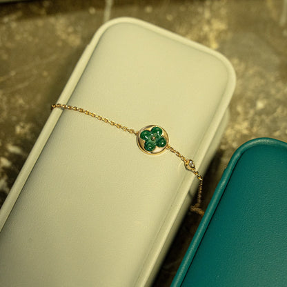 [Royal Jewelry]SUN MALACHITE 1 DIAMOND PINK GOLD BRACELET