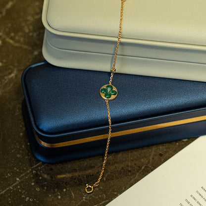 [Royal Jewelry]SUN MALACHITE 1 DIAMOND PINK GOLD BRACELET