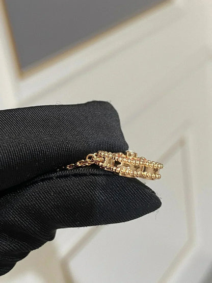 [Royal Jewelry]COLLIER TRÈFLE 15MM DIAMANT RHODONITE